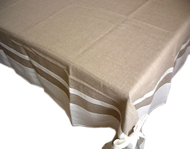 French Linen Tablecloth (Deco. hemp × white)